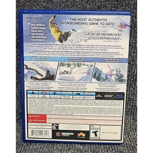 PS4 Mark McMorris Infinite Air (Sony PlayStation 4, 2016) No Manual Snowboarding - Picture 2 of 4